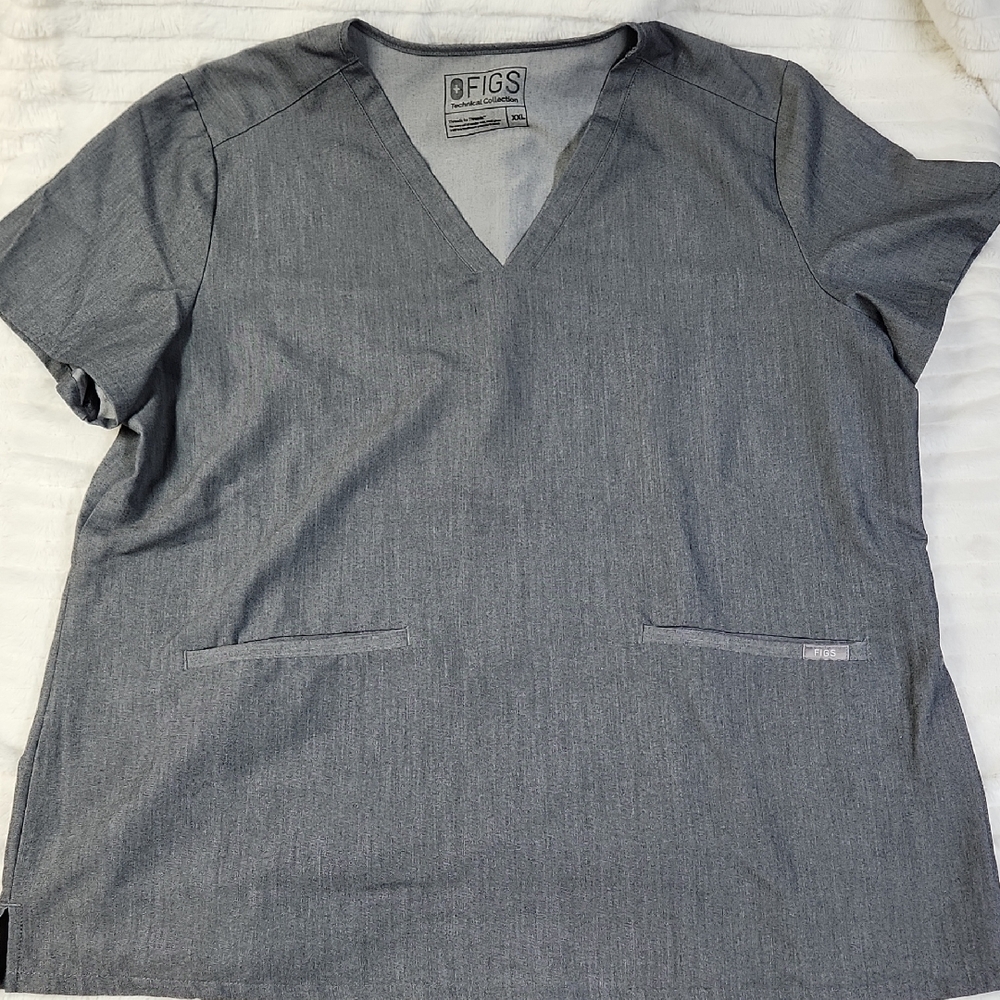 Figs Heather Grey Casma Scrub Top, Size XXL